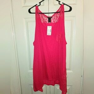 🍍 NWT!! Lane Bryant Semi Sheer tank with Lace Detail, Size 22/24